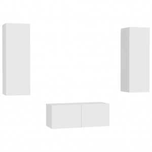 3 pcs conjunto de móveis de TV derivados de madeira branco H