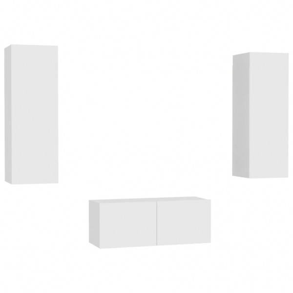 Juego de mueble para TV de 3 piezas aglomerado blanco M 2