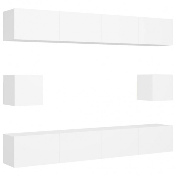 Set de muebles de salón TV 6 piezas madera de ingeniería blanco M 2