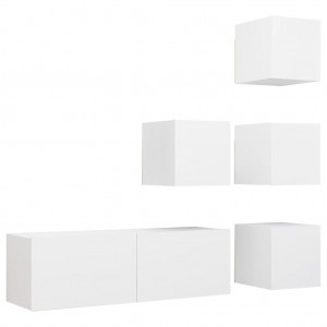 5 pcs conjunto de móveis de TV contraplacado branco H
