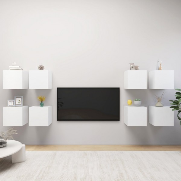 Muebles de pared para TV 8 uds blanco 30.5x30x30 cm D