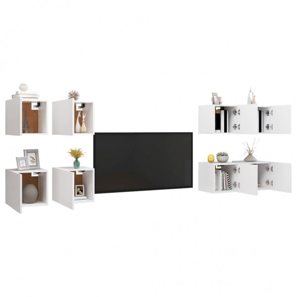 Muebles de pared para TV 8 uds blanco 30.5x30x30 cm M 3