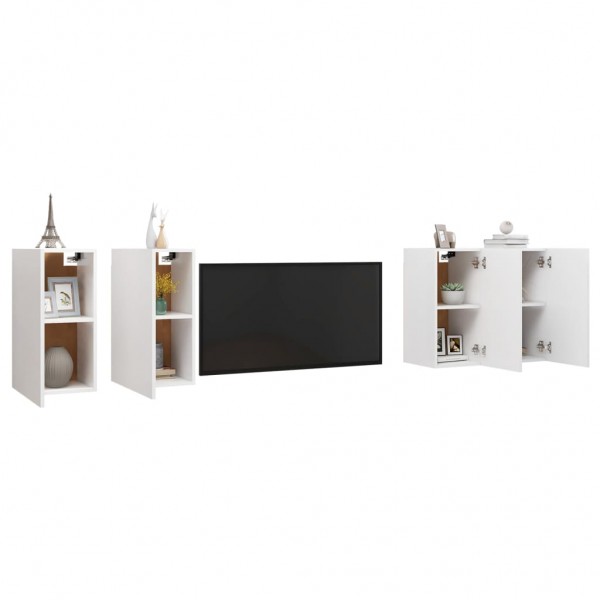 Móveis de TV 4 pcs 30.5x30x60 cm derivados de madeira branco M 3