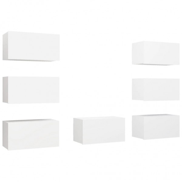 Móveis de TV 7 pcs 30.5x30x60 cm derivados de madeira branco M 2