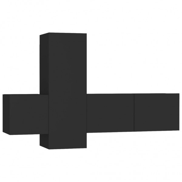 3 pcs conjunto de móveis de TV derivados de madeira preto M 2