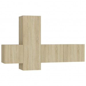 3 pcs conjunto móveis de TV derivados madeira carvalho sonoma H