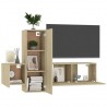 Muebles de pared de TV 3 pzas aglomerado color roble Sonoma 3