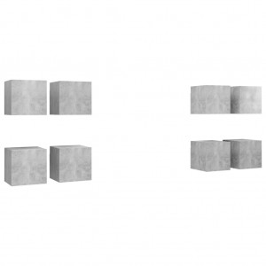 Muebles de pared para TV 8 unidades gris hormigón 30.5x30x30 cm H