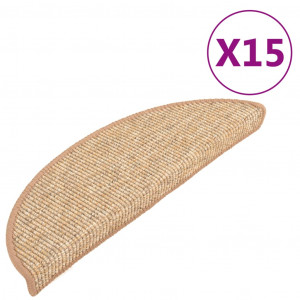 Tapetes de escada adesivos 15 pcs 56x17x3 cm castanho-claro H