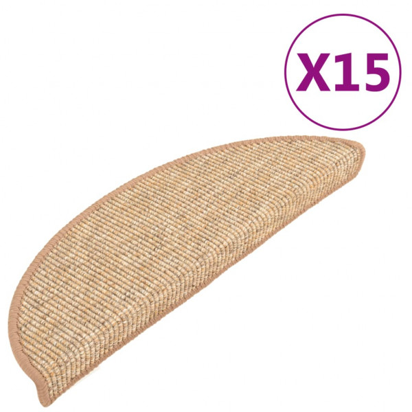 Alfombrilla autoadhesiva escalera 15 uds marrón claro 56x17x3cm M 2