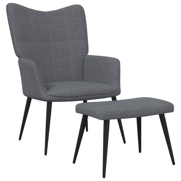Silla de relajación con reposapiés de tela gris oscuro D