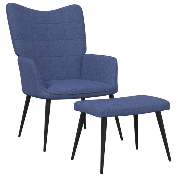 Silla de relajación con reposapiés tela azul D