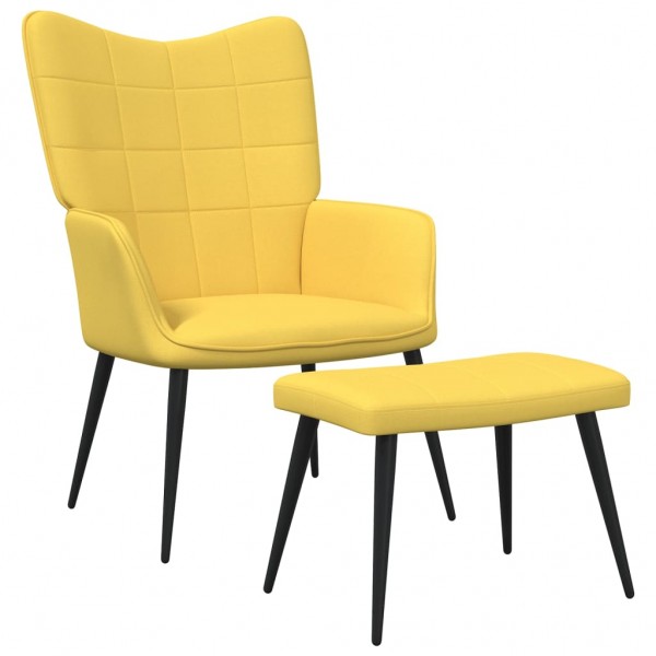 Silla de relajación con reposapiés tela amarillo mostaza D