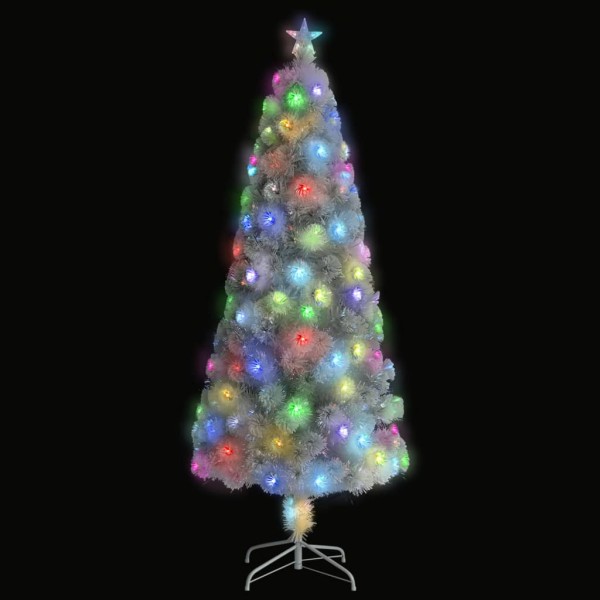Árbol de Navidad artificial con luces fibra óptica blanco 210cm M 2