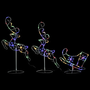 Renos voladores y trineo de colores 260x21x87 cm H