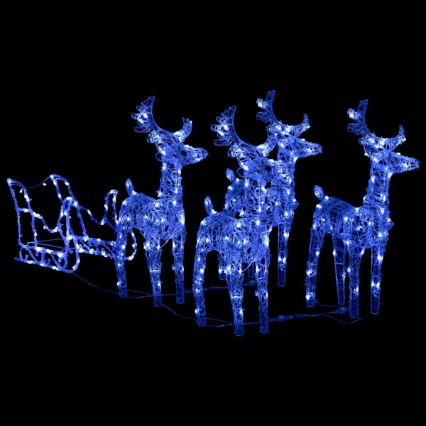 Decoração de Natal renas e trenó acrílico 280x28x55 cm M 2