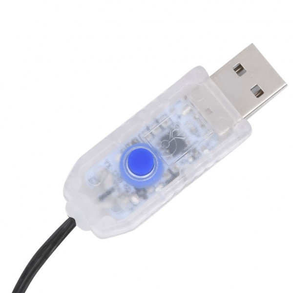 Cordão de luzes 400 LEDs 40 m 8 efeitos iluminação azul M 3