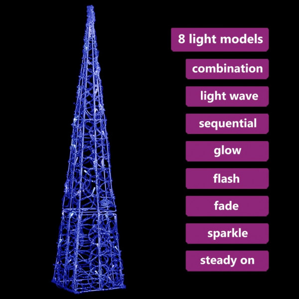 Cone de iluminação decorativo c/ LEDs azuis acrílico 90 cm M 5