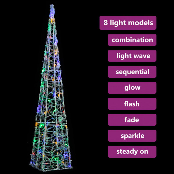 Cone de iluminação decorativo c/ LEDs multicor acrílico 90 cm M 5