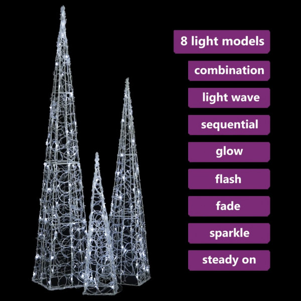 Cono de luz LED decorativo acrílico blanco frío 60/90/120 cm M 4