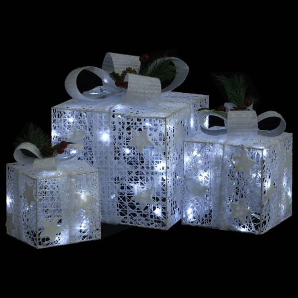 Caixas de presente de Natal decorativas 3 pcs int/ext. branco M 2
