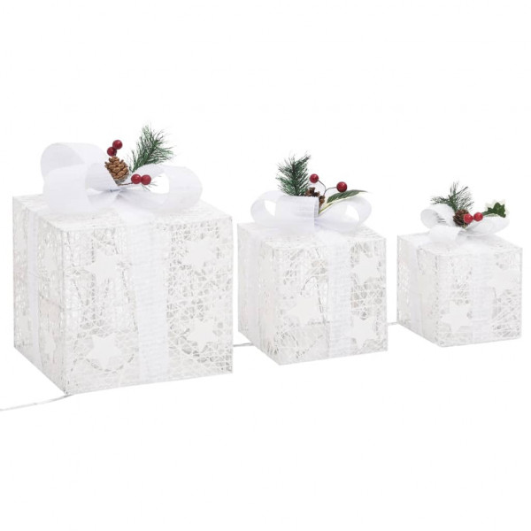 Caja regalo decorativa Navidad 3 pzas blanca exterior/interior M 5