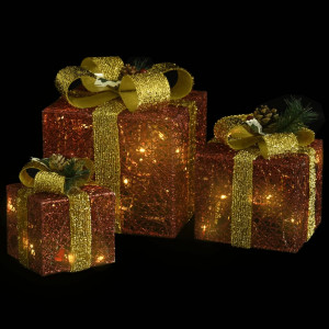 Cajas decorativas de regalo de Navidad 3 piezas rojo H