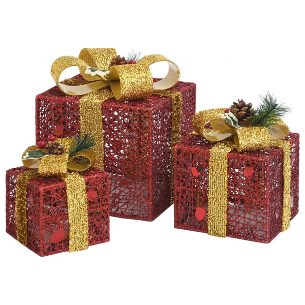 Cajas decorativas de regalo de Navidad 3 piezas rojo M 4
