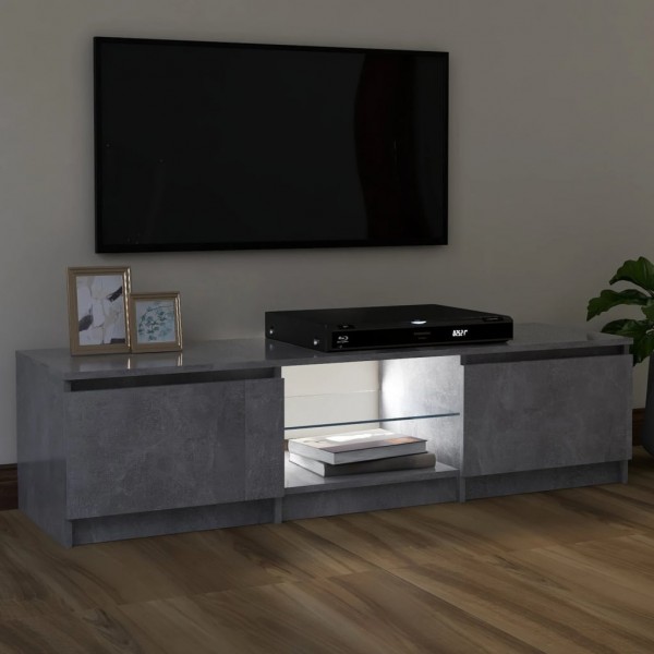 Mueble de TV con luces LED gris hormigón 120x30x35.5 cm M 5