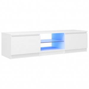 Móvel de TV com luzes LED 140x40x36 cm branco H
