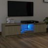 Armario TV con luces LED roble Sonoma 140x40x35.5 cm 1