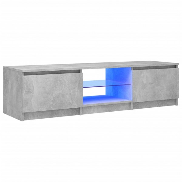 Mueble de TV con luces LED gris hormigón 140x40x35.5 cm M 2
