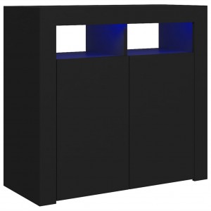 Aparador com luzes LED 80x35x75 cm preto H