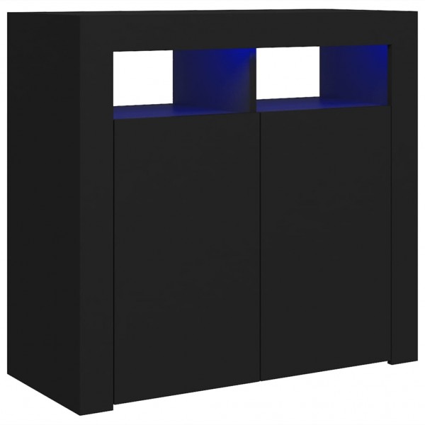Aparador com luzes LED 80x35x75 cm preto M 2
