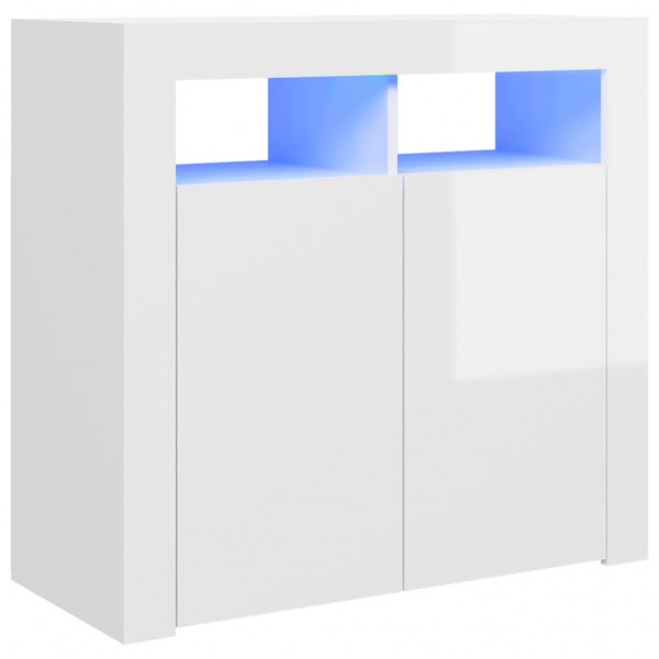 Aparador com luzes LED 80x35x75 cm branco brilhante M 2