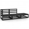 Juego de muebles de jardín 3 piezas negro madera maciza de pino 1