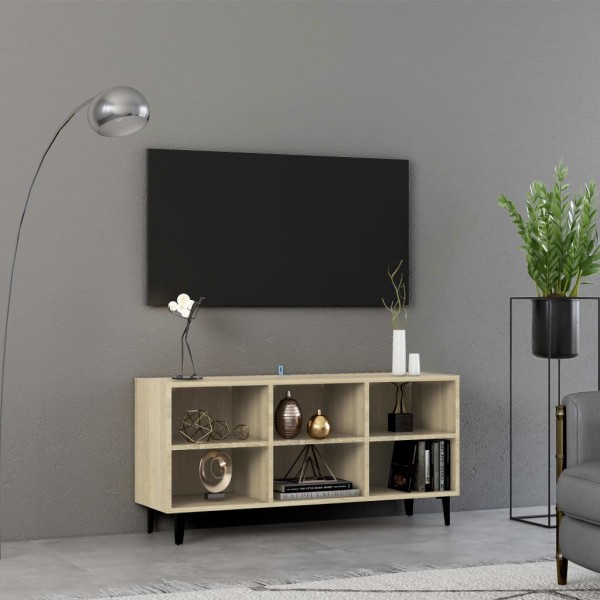 Mueble de TV con patas metal color roble Sonoma 103.5x30x50 cm D