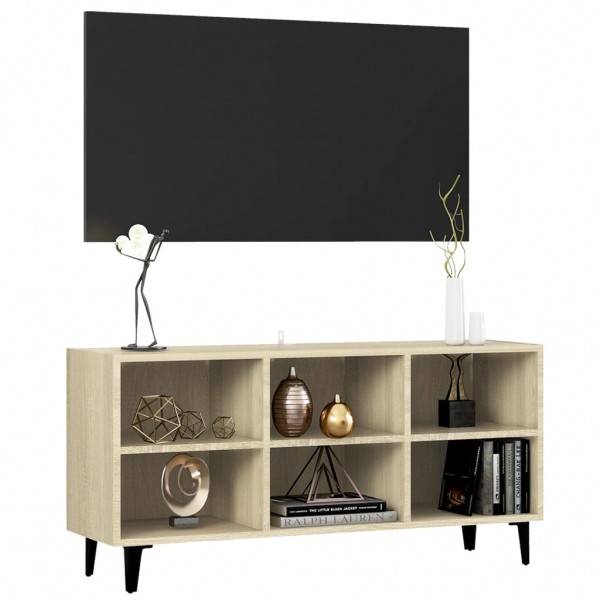 Mueble de TV con patas metal color roble Sonoma 103.5x30x50 cm M 3