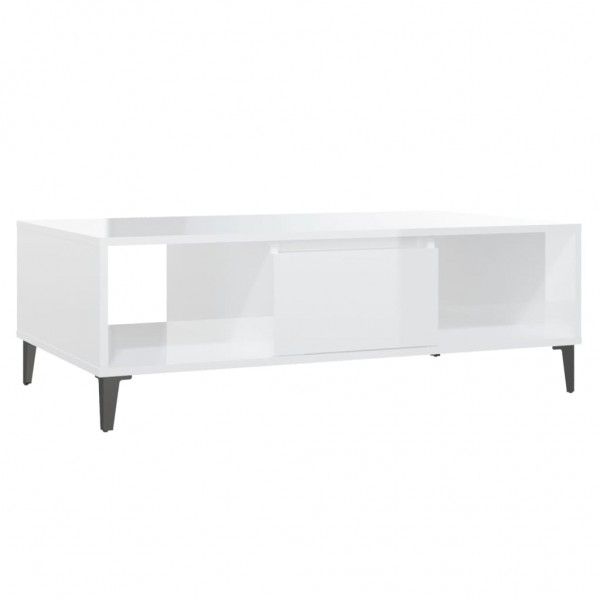 Mesa de centro madera contrachapada blanco brillo 103.5x60x35cm M 2