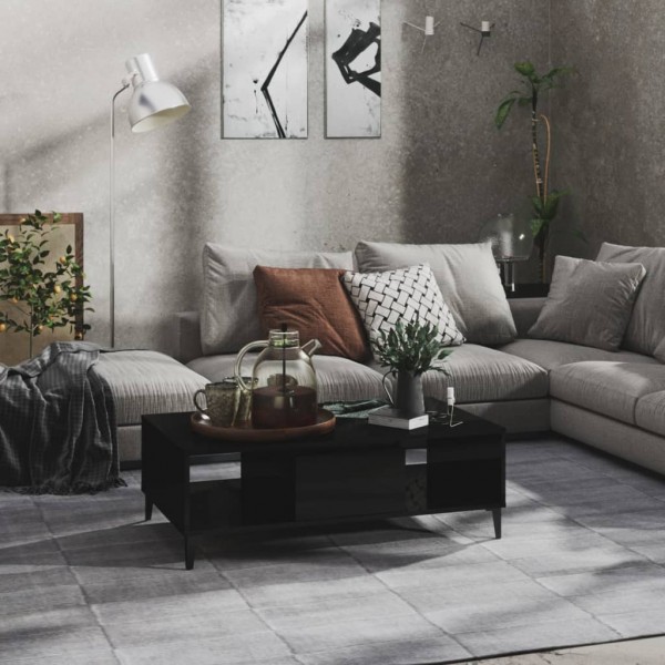 Mesa de centro madera contrachapada negro brillo 103.5x60x35cm D