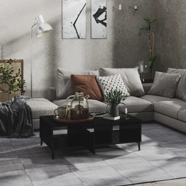 Mesa de centro madera contrachapada negro brillo 103.5x60x35cm M 3