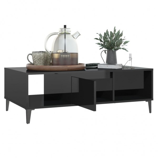 Mesa de centro madera contrachapada negro brillo 103.5x60x35cm M 4