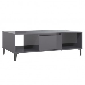 Mesa de centro madera contrachapada gris brillo 103.5x60x35 cm H