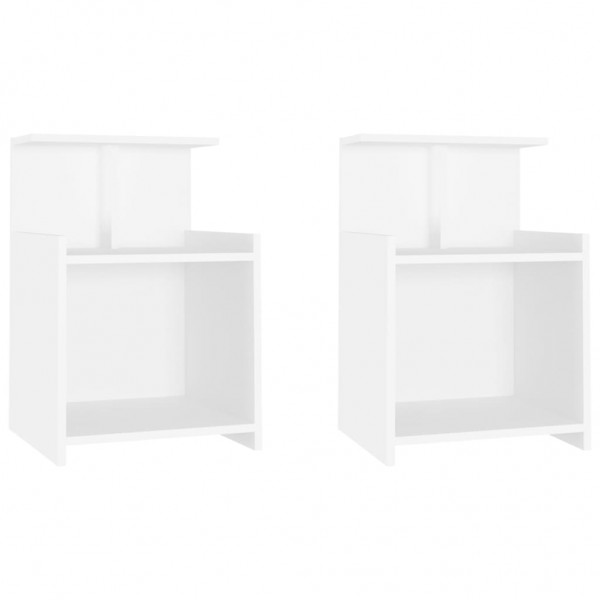 Mesitas de noche 2 uds madera contrachapada blanco 40x35x60 cm D