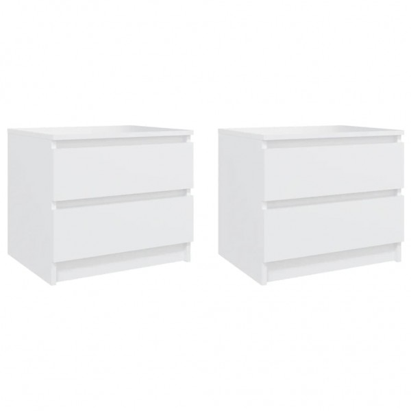 Mesitas de noche 2 uds madera contrachapada blanco 50x39x43.5cm D
