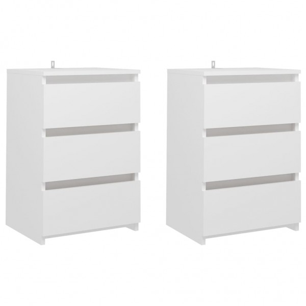 Mesitas de noche 2 uds madera contrachapada blanco 40x35x62.5cm D