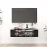 Mueble de TV colgante madera contrachapada negro 100x30x26.5 cm 1