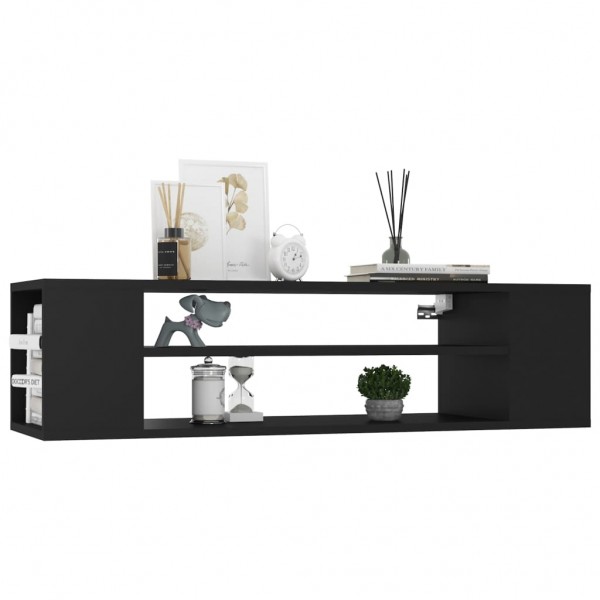 Mueble de TV colgante madera contrachapada negro 100x30x26.5 cm M 3
