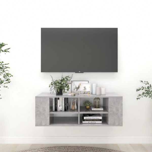 Mueble pared TV madera contrachapada gris hormigón 102x35x35 cm D