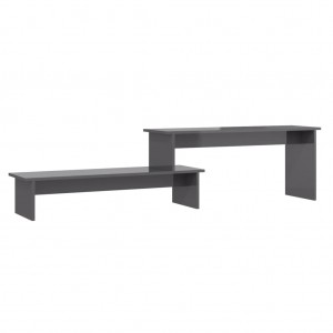 Mueble para TV madera contrachapada gris brillante 180x30x43 cm H